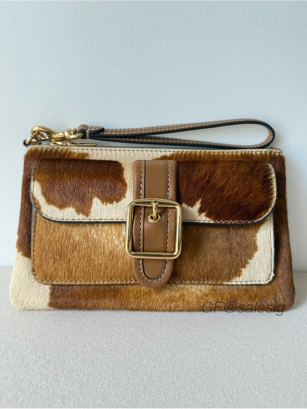 NWT Coach Ashton Haircalf Cow Print Wristlet Clutch Wallet Rare CDY07 Tan Brown - Picture 12 of 16